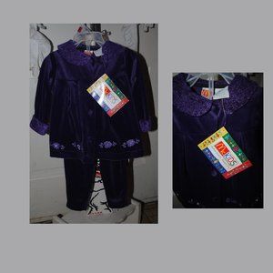 NWT McKIDS Purple Velour Pants Set Size 12 Month